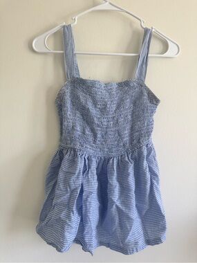 Blue Gingham Smocked tank top